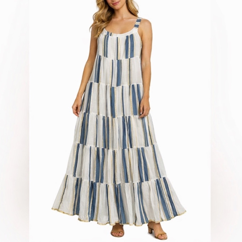 Ro’s Garden Tuckernuck Anthropologie Stripe Tiered Maxi Dress XL